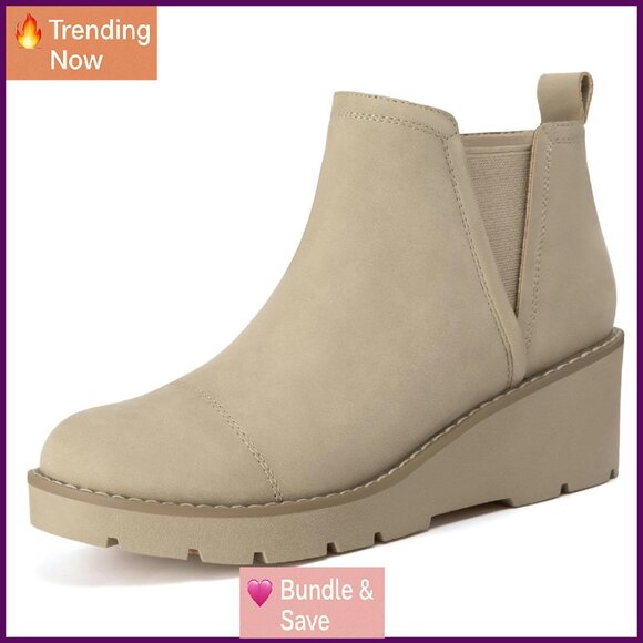 Women's Wedge Chelsea Boots Platform Lug Sole Ankle Booties Side Zipper